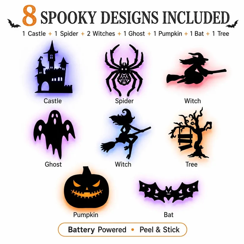 🔥Last Day Promotion 50% OFFI🎃Halloween LED Silhouette Wall Light Stickers