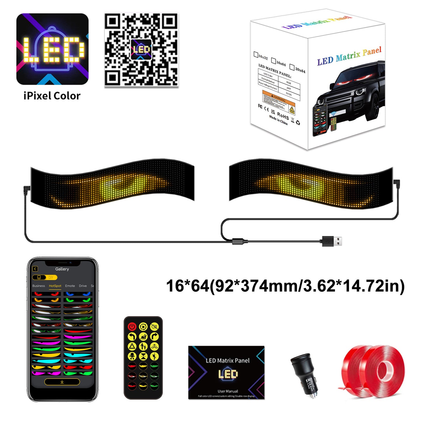 👁️ Halloween Deal Alert! 😈 Devil Eyes LED Sign: App - Controlled, Animated for Car/Truck Windshields
